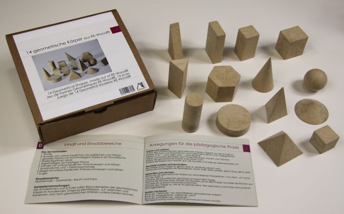 14 geometrische Körper aus RE-Wood