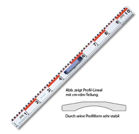 Hohlprofil-Lineal, 100 cm, cm-Teilung, magnethaftend, weiß