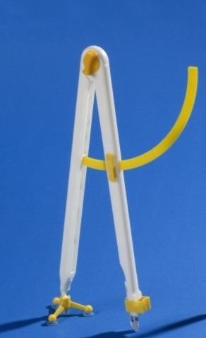 Zirkel mit Gradbogen Kunststoff weiß mit Tafelschoner