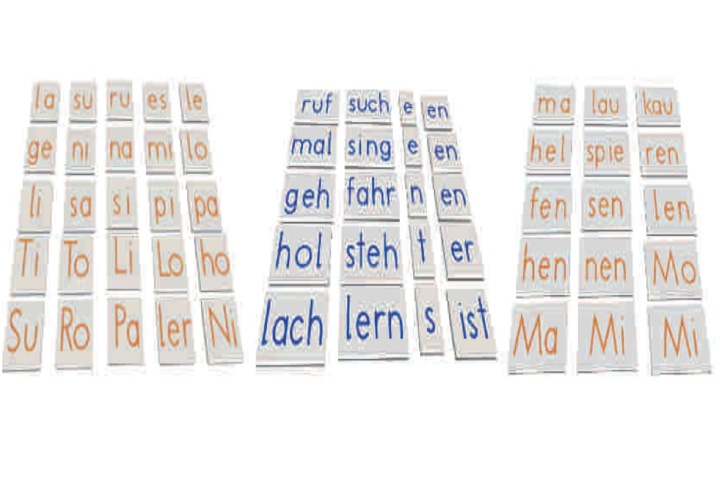 Zusatzelemente Deutsch, Silben und Wortstämme für Legekasten