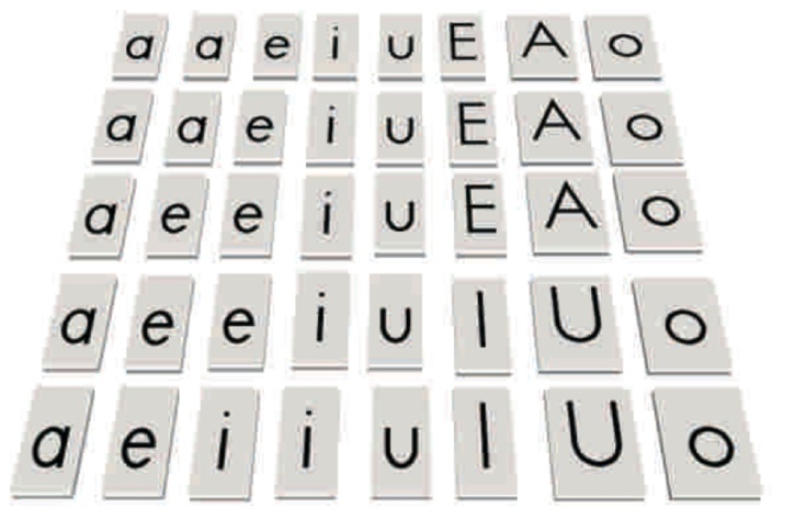 Elementesatz Selbstlaute für Legekasten