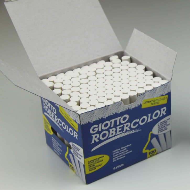 Robercolor-Kreide, weiß, 100 Stück im Karton, rund,  Ø 10 mm