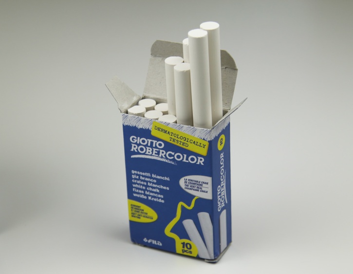 Robercolor-Kreide, weiß, 10 Stück in Schachtel, rund,  Ø 10 mm