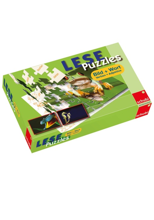 Lesepuzzles Bild und Wort: Verben und Adjektive