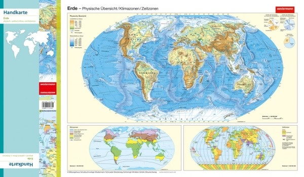 Handkarte (im 10er Set) Die Erde, physisch/politisch