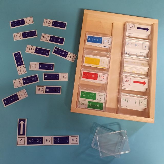 Brüchedomino in Zahlen, Satz 2, 10 Spiele mit Bruchzahlen abziehen