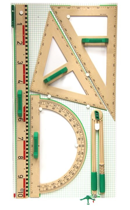 Wandtafelzeichengerätesatz magnethaftend, aus  RE-Wood®, 6-teilig