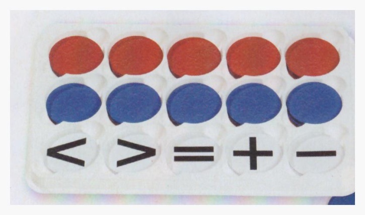 100 Wendeplättchen + 20 Rechenzeichen, magnet., rot-blau