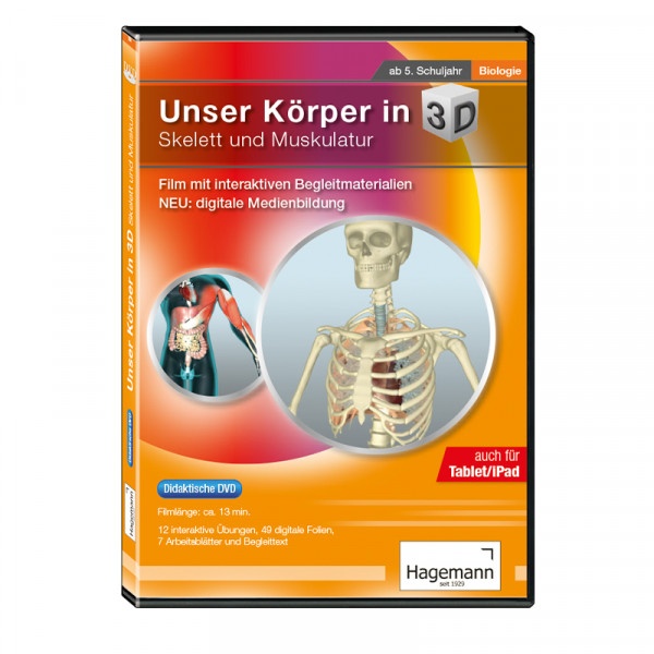 Didaktische DVD Unser Körper in 3D - Skelett und Muskulatur (tabletfähig), Schullizenz