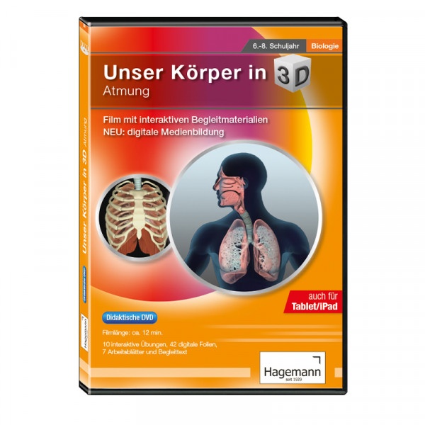 Didaktische DVD Unser Körper in 3D - Atmung (tabletfähig) Schullizenz