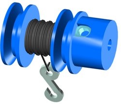 Seiltrommel, komplett gewickelt mit Haken, 1 Stück