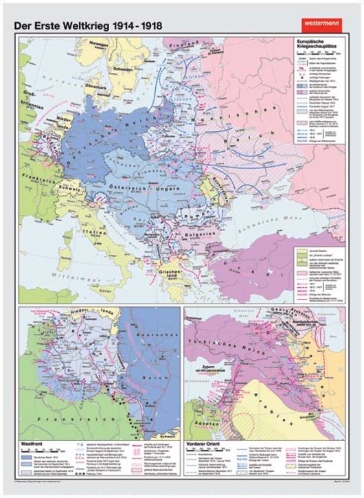 Wandkarte Der Erste Weltkrieg 1914-1918, 147x202 cm