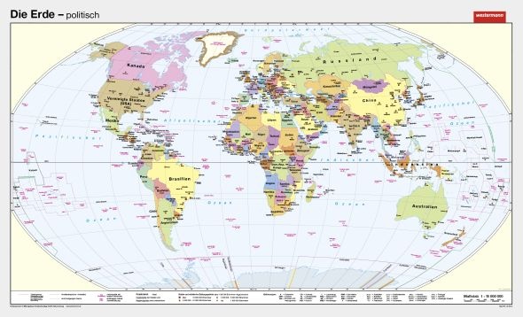 Wandkarte Die Erde, politisch, 248x150 cm