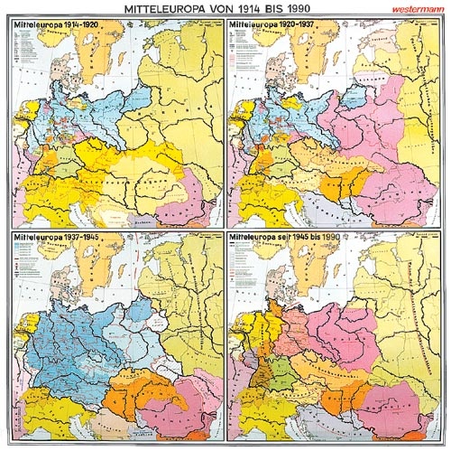 Wandkarte Mitteleuropa, 210x200 cm