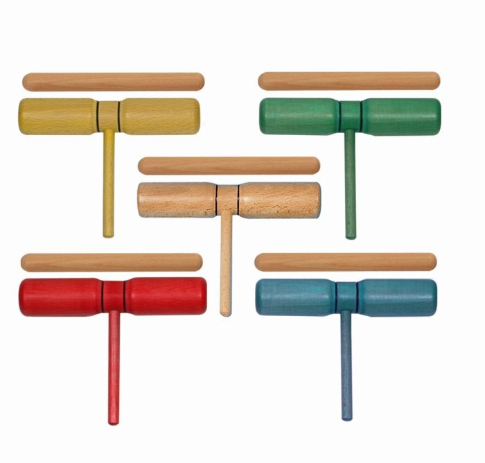 Röhrenholztrommel aus Buche blau gebeizt, klein