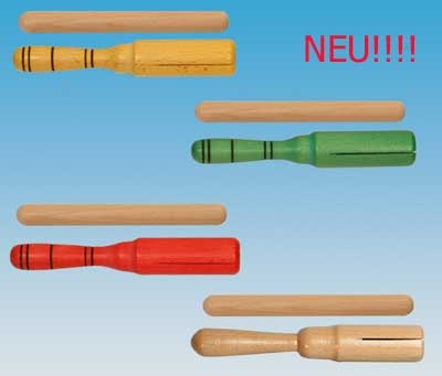 Guiro aus Buche natur, glatt, mit Rundholz