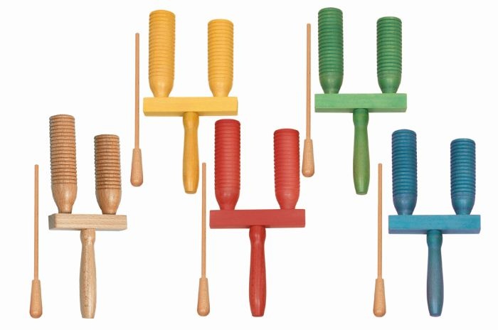 Guiro doppelt, aus Buche blau gebeizt