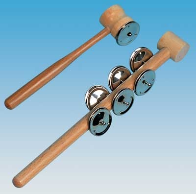 Schellenstab aus Buche, 6 Paar Schellen, natur