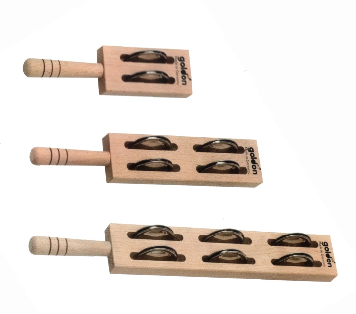 Schellenstab aus Buche, 6 Paar Schellen