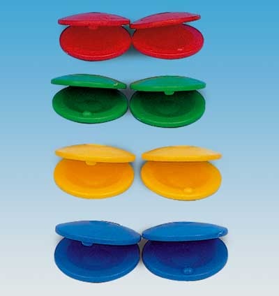 Kastagnetten, Kunststoff, 80 Stück, farblich sortiert im Karton