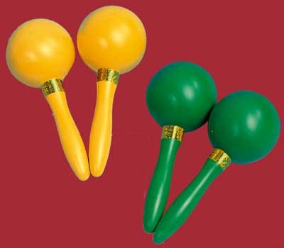Maracas aus Kunststoff, Rumba Ø 6,4 cm, 1 Paar, Farbe gelb