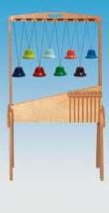 Glockenständer aus Buche, mit 8 gestimmten Glocken c3-c4