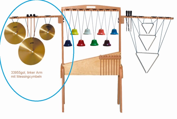 Linker Seitenarm mit 3 Messingcymbeln für Ständer 33900gol