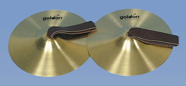 Cymbel aus Messing, Ø ca 15cm, mit Lederriemen, Paar