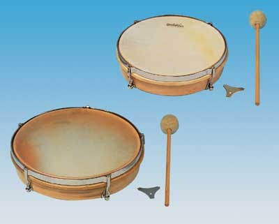 Rahmentrommel aus Holz, Naturfell, spannbar, Ø 20cm, mit Filzschlägel