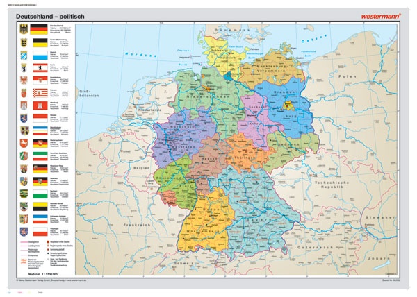 Posterkarte Deutschland, politisch (P) 100x70 cm