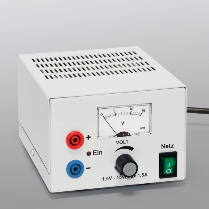 Stromversorgungsgerät, 1,5 bis 15 V/ 1,5 A DC