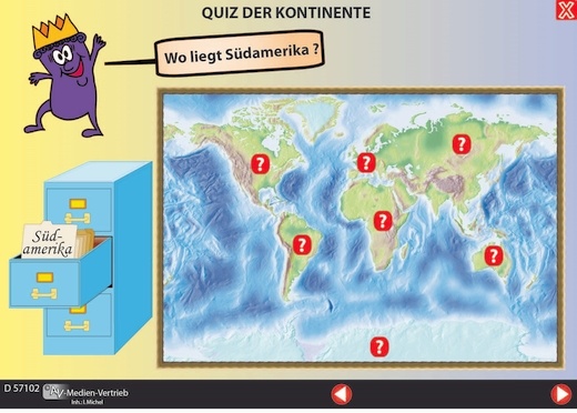 Interaktives Tafelbild: Die Kontinente