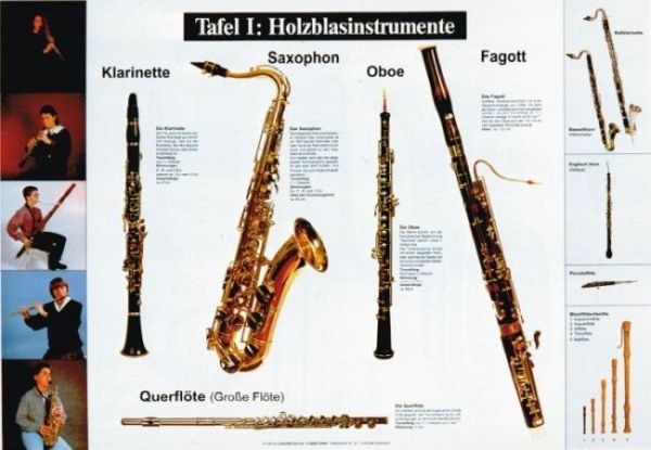 Lehrtafeln zur Instrumentenkunde, Holzblasinstrumente Lehrtafeln zur Instrumentenkunde, Holzblasinstrumente