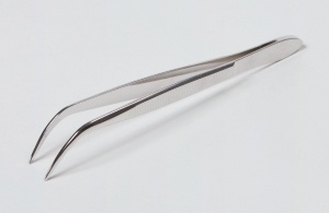 Pinzette, 115 mm, spitz, gebogen