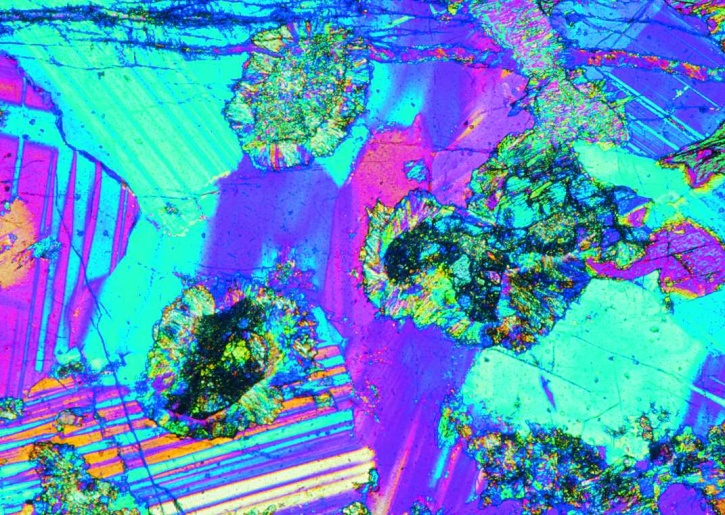 Gabbro, Gesteinsdünnschliff Dauerpräparat Gabbro, Gesteinsdünnschliff Dauerpräparat