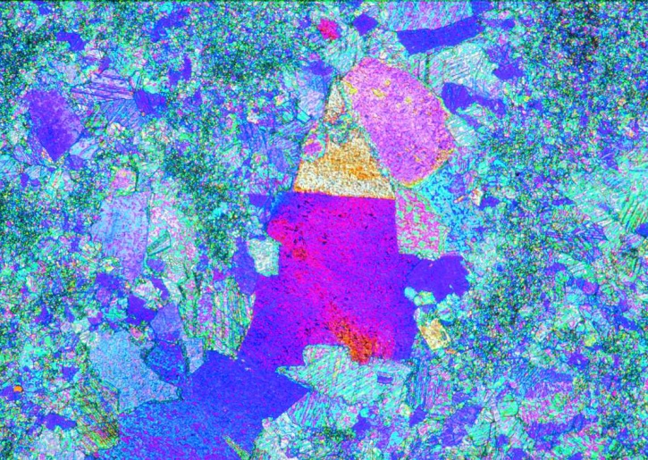 Marmor, Gesteinsdünnschliff Dauerpräparat Marmor, Gesteinsdünnschliff Dauerpräparat