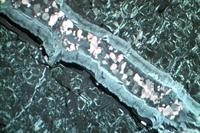 Serpentinitgestein, Gesteinsdünnschliff Dauerpräparat