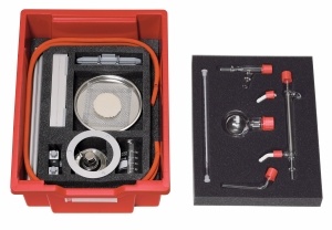 Schülergerätesatz Destillation mit Stativmaterial und Brenner