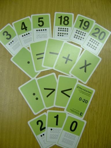 Ziffernkartenset 0 bis 20, Mengensymbole u. Rechenzeichen