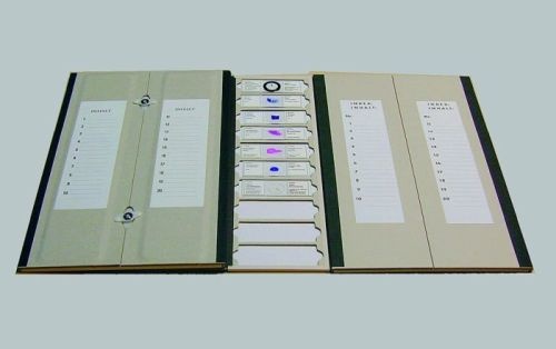 Mappe für 20 Mikropräparate, aus starker Pappe
