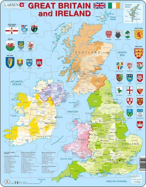 Puzzle - Great Britain and Ireland, englisch, Format 36,5x28,5 cm