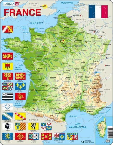 Puzzle - France, französisch, physisch, Format 36,5x28,5 cm, Teile 60 Puzzle - France, französisch, physisch, Format 36,5x28,5 cm, Teile 60