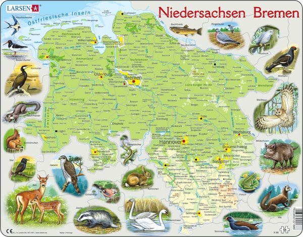 Puzzle - Niedersachsen und Bremen, physisch