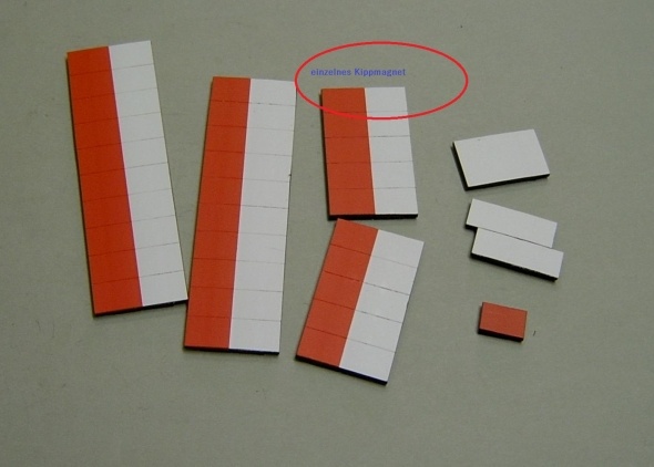 Magnetsymbol für Stundenplan, halb rot-halb weiß