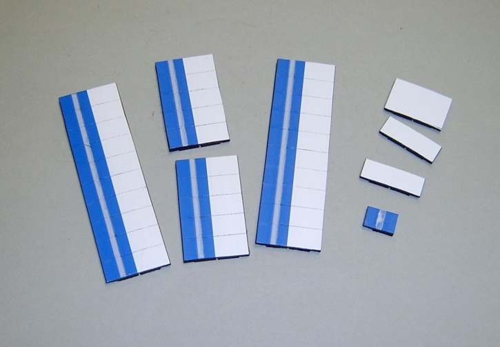 Satz Kippmagnete für Stundenplan, mittelblau mit Streifen-weiß