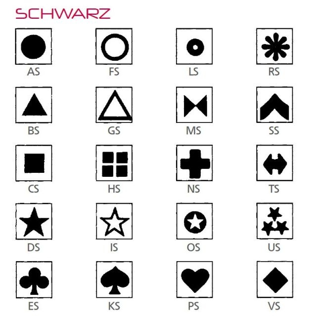 Symbolbogen für Kippmagnete, selbstklebend, 600 Symbole, schwarz