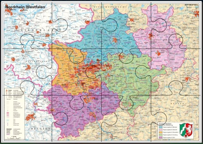 Nordrhein-Westfalen, politisch, magnetisches XXL-Puzzle