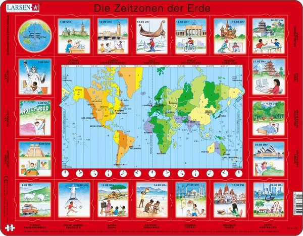 Puzzle - Zeitzonen,  Format 36,5x28,5 cm, Teile 35