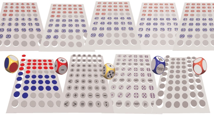 54 vorgestanzte Scheiben für Multi-Würfel, auf Bogen
