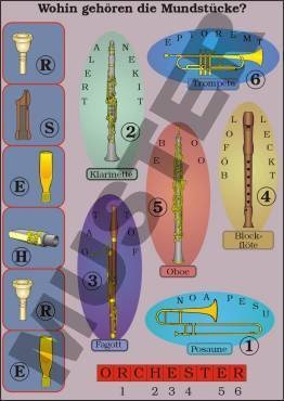 Transparentsatz Rätsel zur Instrumentenkunde